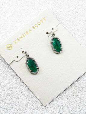 Kendra Scott Dark Green Glass Earrings
